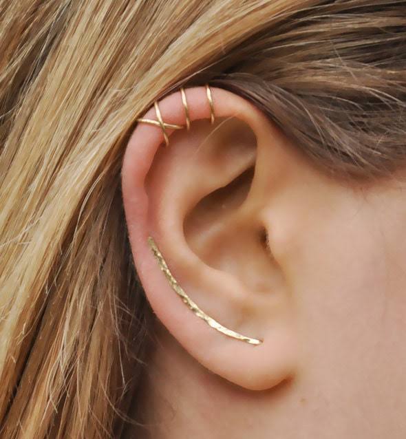 Modern Minimalist Set of 3 Ear Climber Ear Cuff Double Ear Cuff