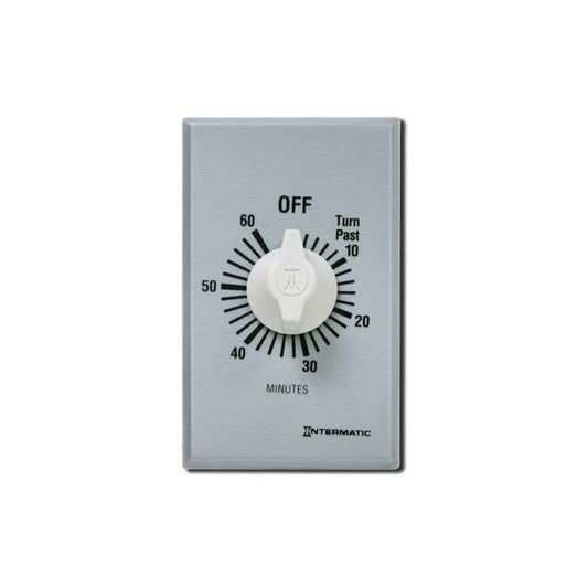 Intermatic FF60MC FF Series Auto-Off Springwound Timer Switch, Brushed Metal