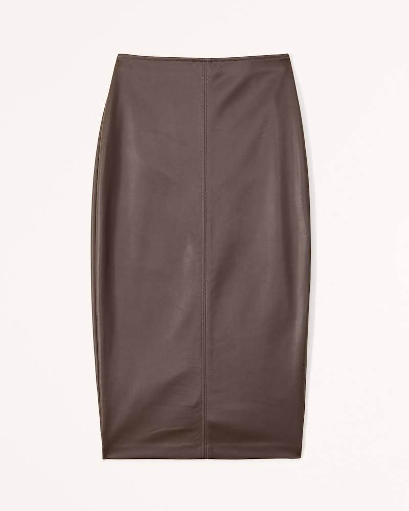 Womens Abercrombie & Fitch Vegan Leather Midi Skirt