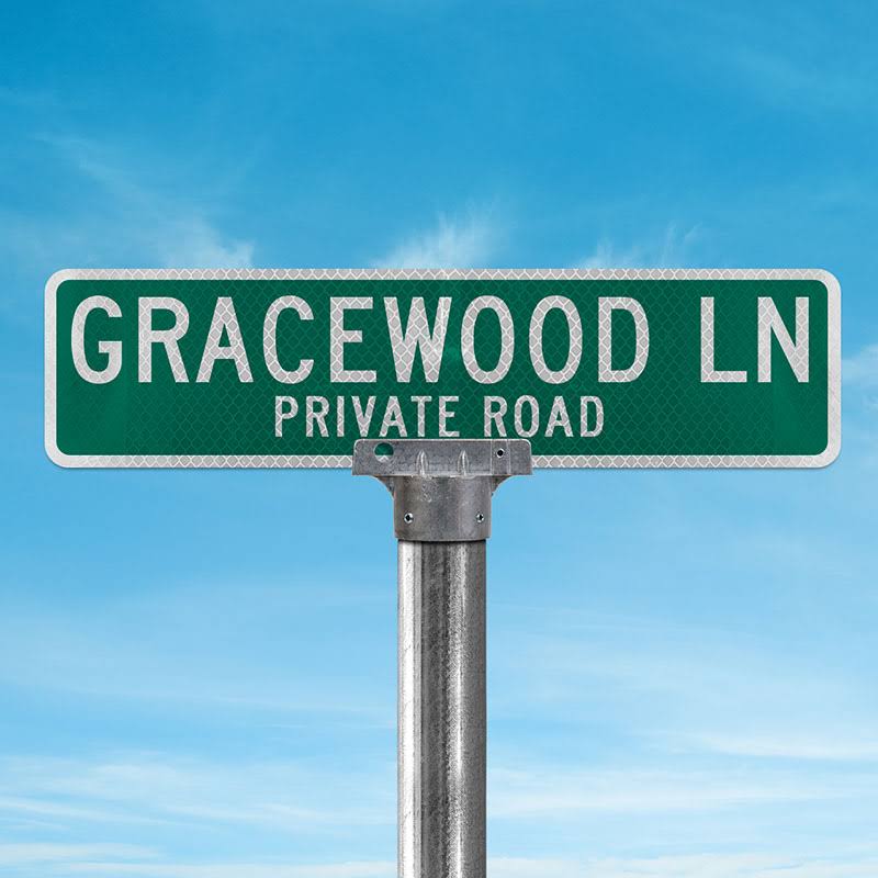 Private Road Street Signs, 2-Line Flat-Blade 18 x 6 .080 Double Sided EG Private Street Name Sign