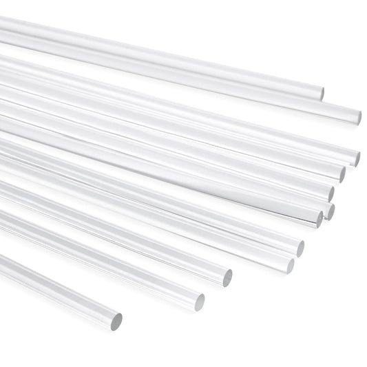 Juvale 12 Pack Plastic Dowel Rods for DIY Projects, Clear Acrylic Sticks for Party Decorations (0.25x12)