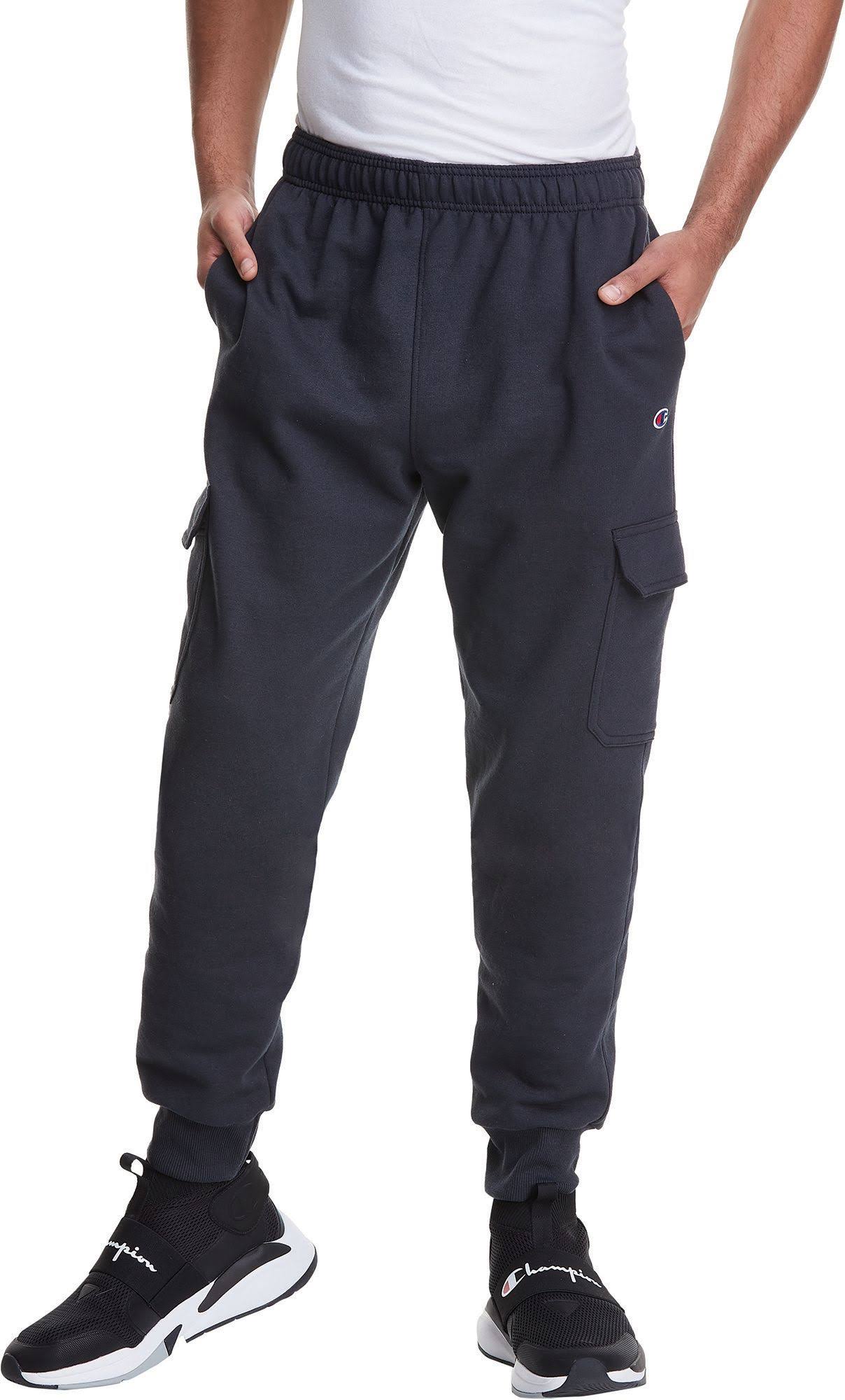 Champion Mens Powerblend Fleece Cargo Joggers Black M