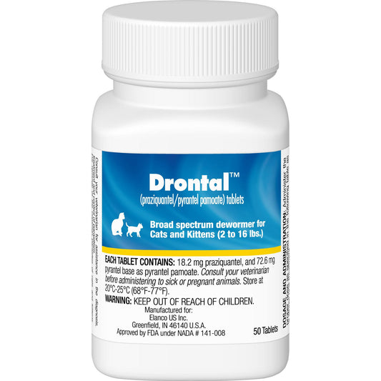 Drontal Tablets for Cats & Kittens, 2-16 lbs, 5 tablets