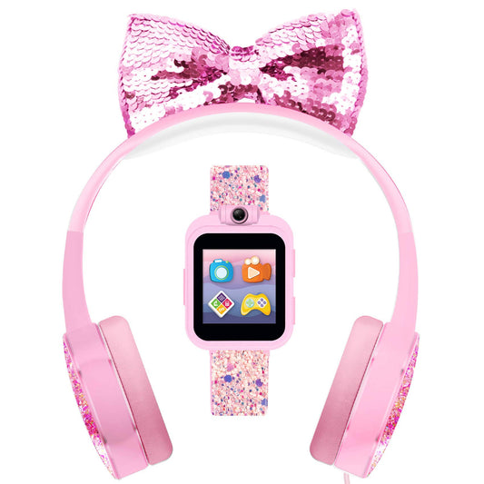 Kids Playzoom Pink Sparkle Tpu Strap Smart Watch with Headphones Set 41mm - Pink