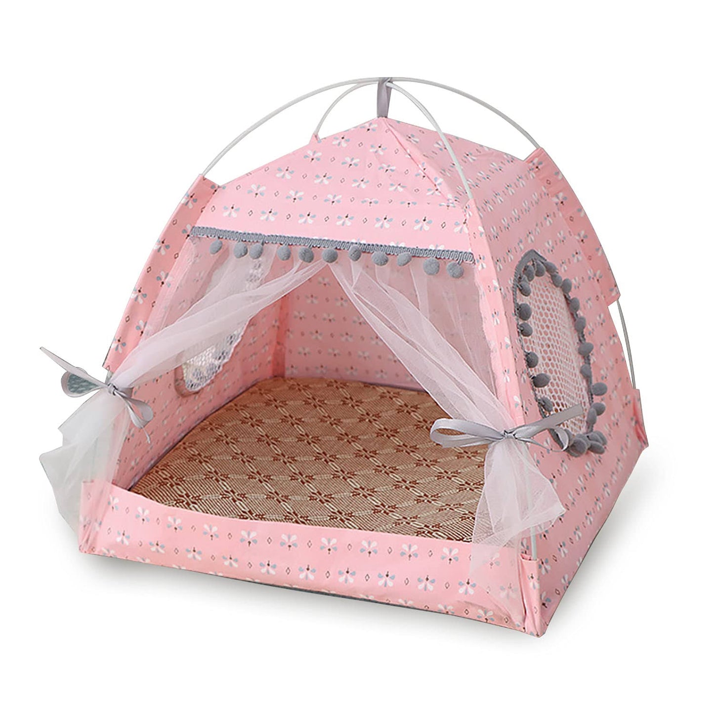 Gigreinc Cat Princess Indoor Tent House Pet Dog Cute Floral Cave Nest Bed Portable Dog Tents