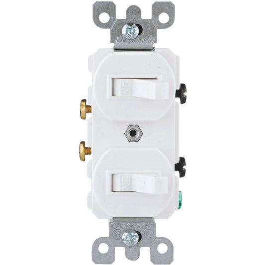 Leviton Combination Two-Single Pole Switches, 15 amp, White