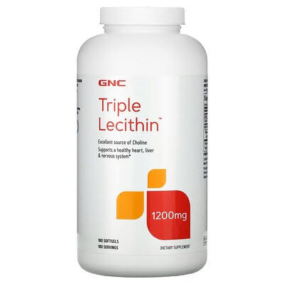 GNC Triple Lecithin 180 1200mg Softgels, Supports A Healthy Heart