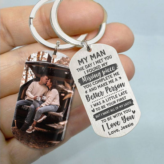 PersonalFury Custom Photo Keychain Gift for Him You Are My Missing Piece