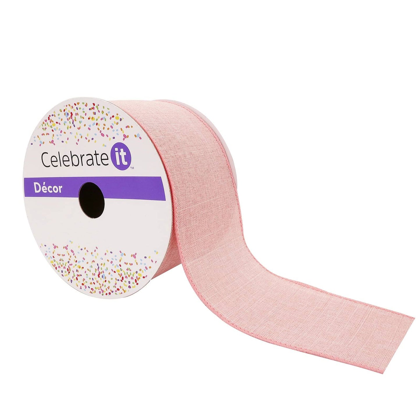 Celebrate It 2.5 Blush Faux Linen Wired Ribbon - Each